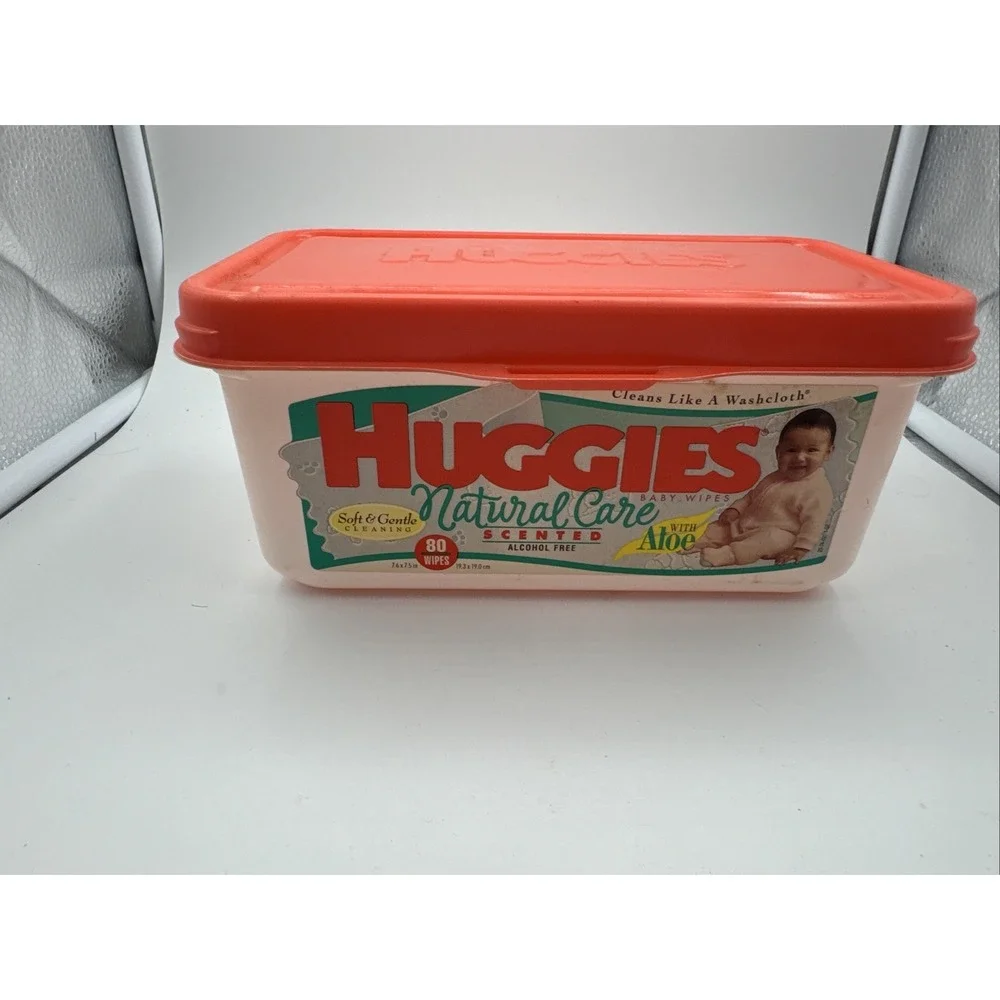 Vintage 1997 Huggies Natural Care Baby Wipes Empty Container No wipes